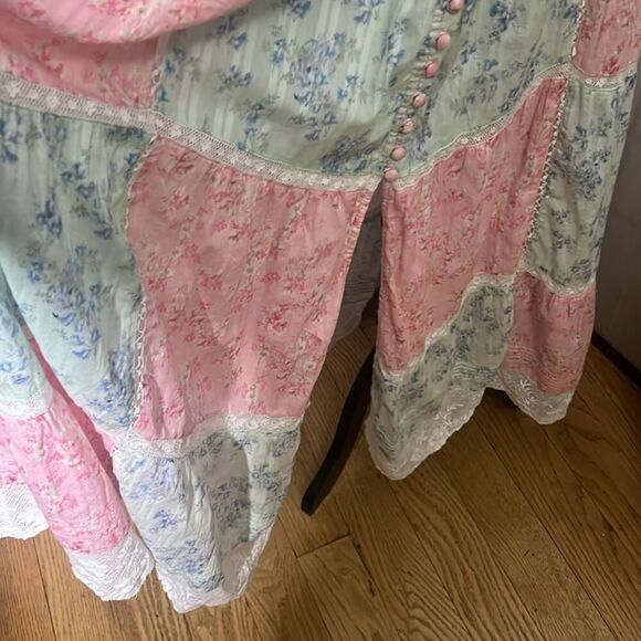 LOVESHACKFANCY NESSIE PANELLED LACE PRINT NWOT V NECK MAXI DRESS SZ 4 - Picture 7 of 10